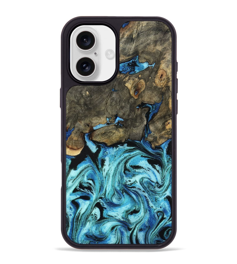 iPhone 16 Plus Wood Phone Case - Megan (Blue, 801526)