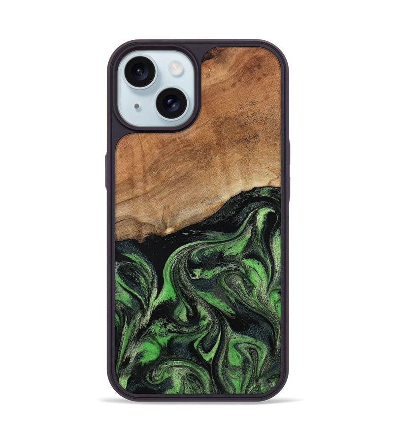 iPhone 15 Wood Phone Case - Alannah (Green, 801531)