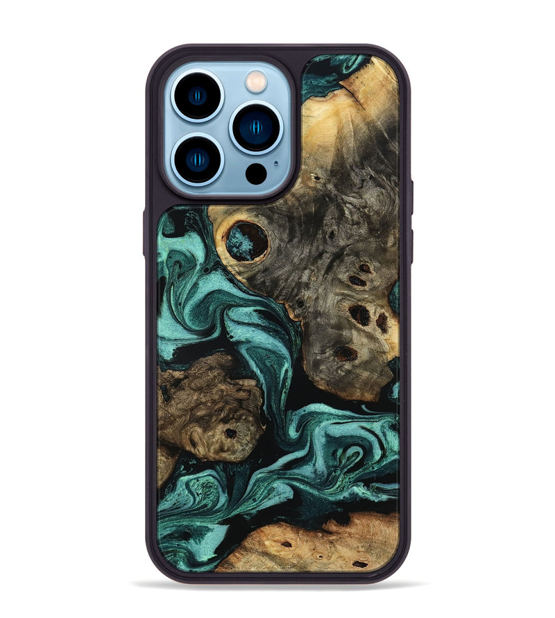 iPhone 14 Pro Max Wood Phone Case - Laney (Green, 801535)