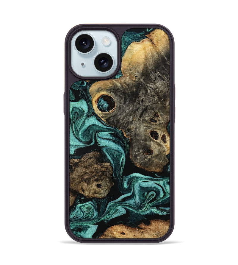 iPhone 15 Wood Phone Case - Laney (Green, 801535)
