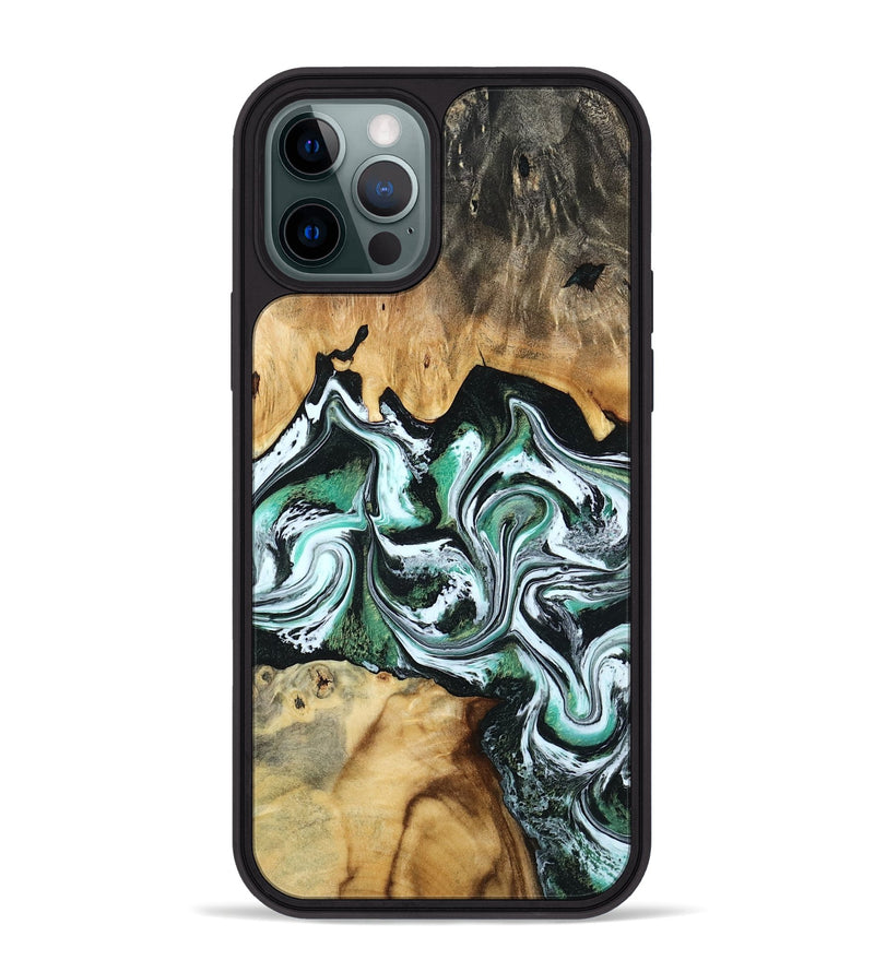 iPhone 12 Pro Max Wood Phone Case - Lorine (Green, 801536)