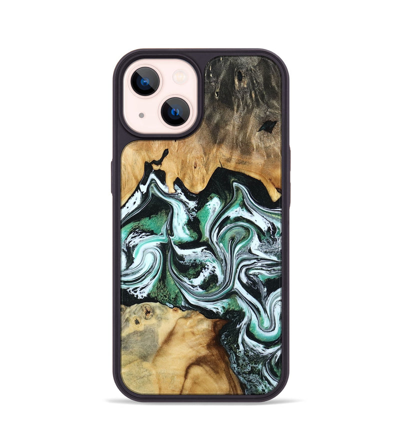 iPhone 14 Wood Phone Case - Lorine (Green, 801536)