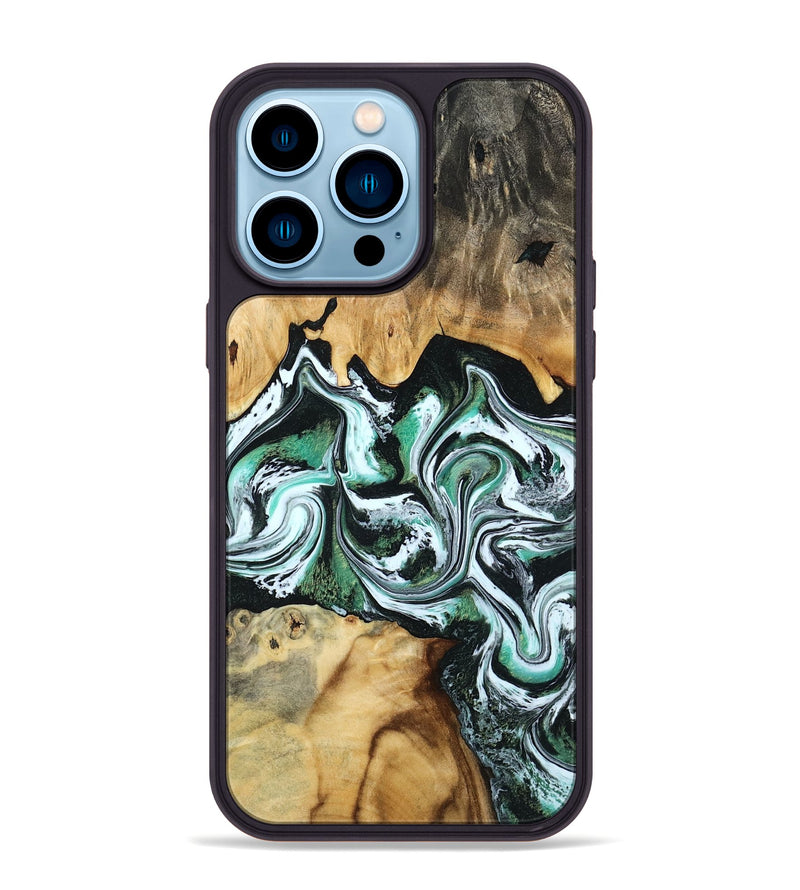 iPhone 14 Pro Max Wood Phone Case - Lorine (Green, 801536)
