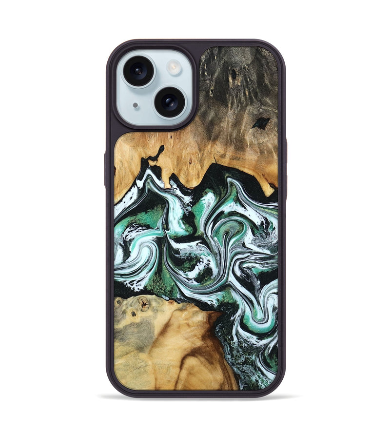 iPhone 15 Wood Phone Case - Lorine (Green, 801536)
