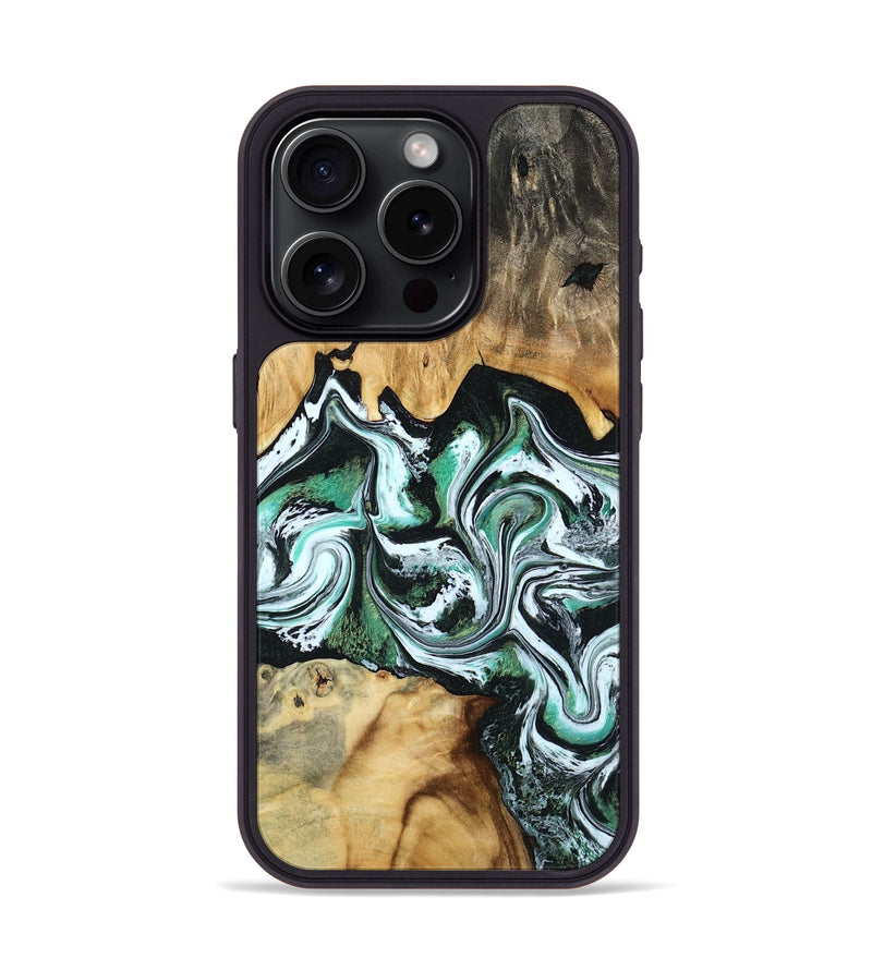 iPhone 15 Pro Wood Phone Case - Lorine (Green, 801536)