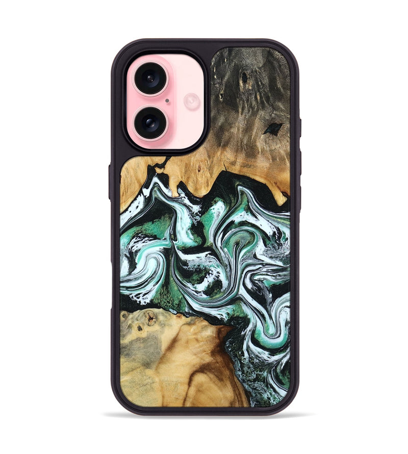 iPhone 16 Wood Phone Case - Lorine (Green, 801536)