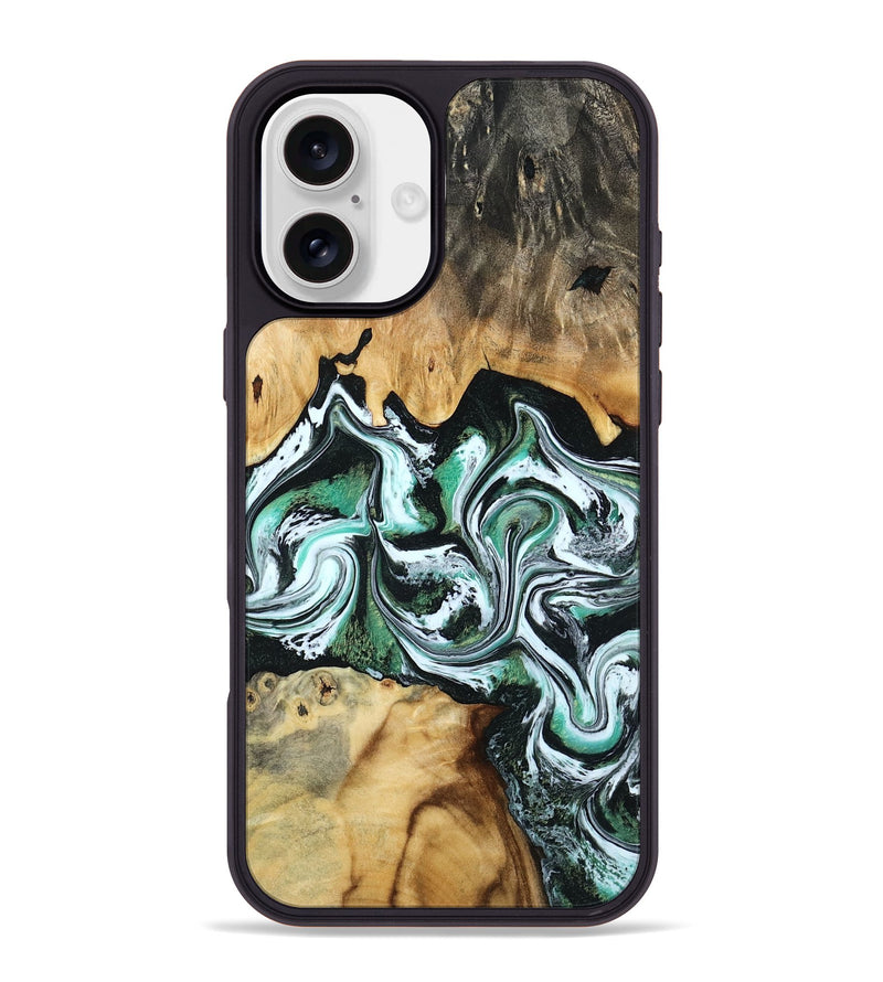 iPhone 16 Plus Wood Phone Case - Lorine (Green, 801536)