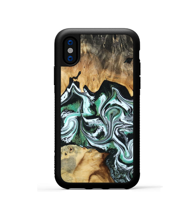 iPhone Xs Wood Phone Case - Lorine (Green, 801536)