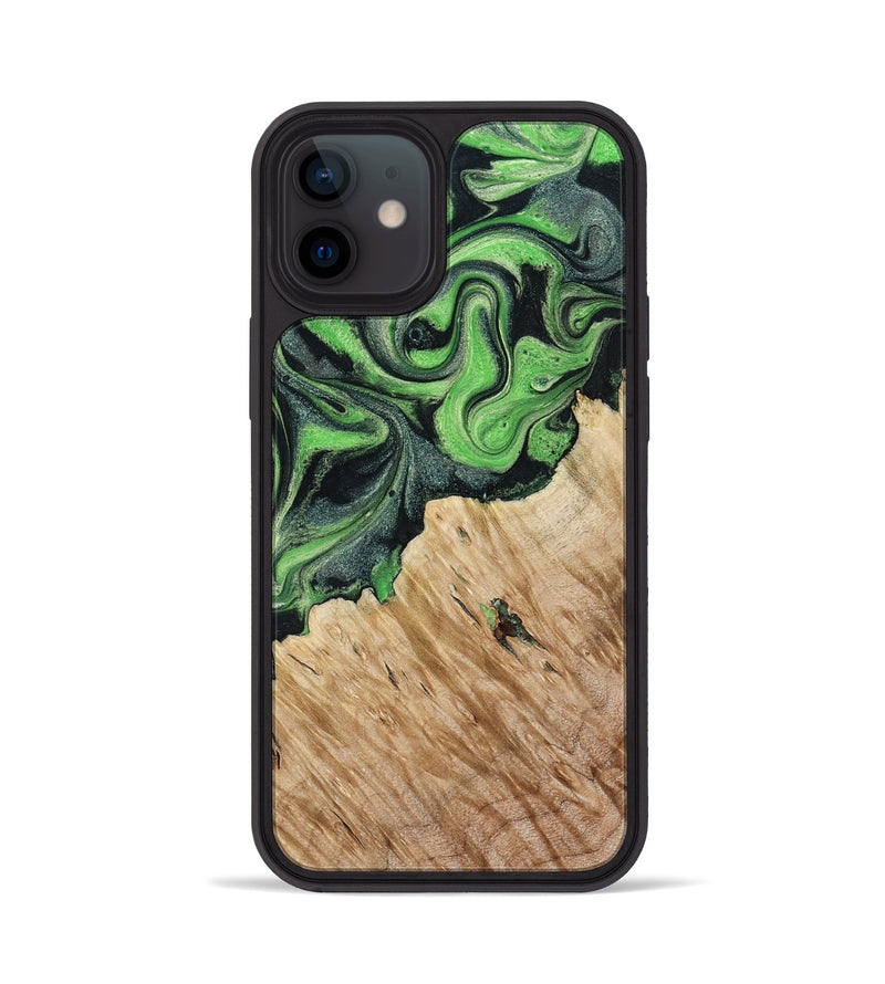 iPhone 12 Wood Phone Case - August (Green, 801537)