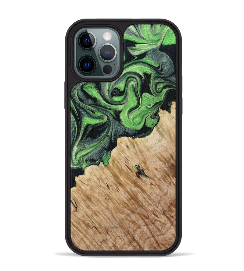 iPhone 12 Pro Max Wood Phone Case - August (Green, 801537)