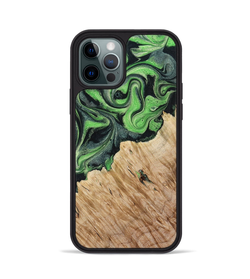 iPhone 12 Pro Wood Phone Case - August (Green, 801537)
