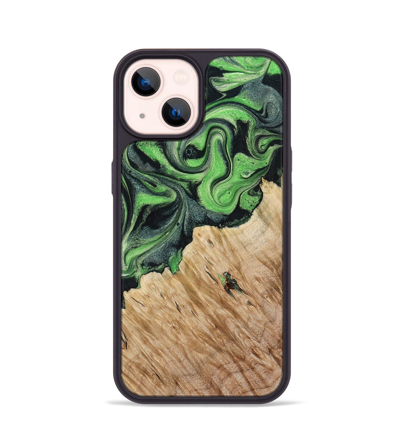 iPhone 14 Wood Phone Case - August (Green, 801537)