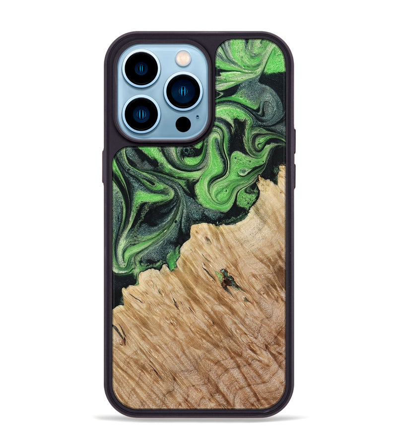 iPhone 14 Pro Max Wood Phone Case - August (Green, 801537)