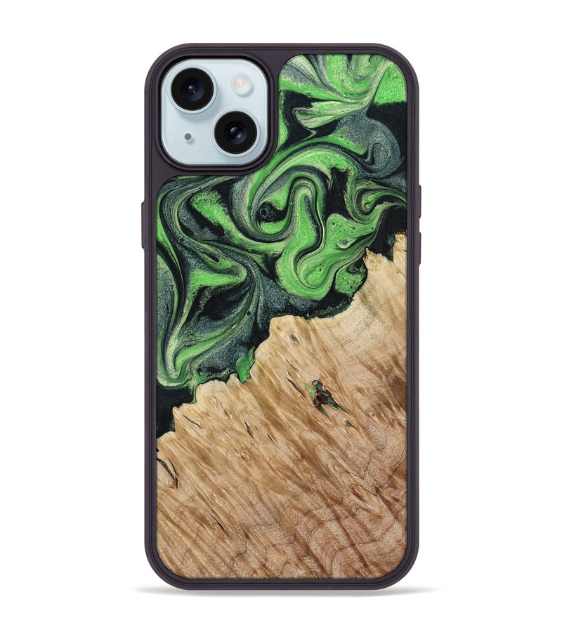 iPhone 15 Plus Wood Phone Case - August (Green, 801537)