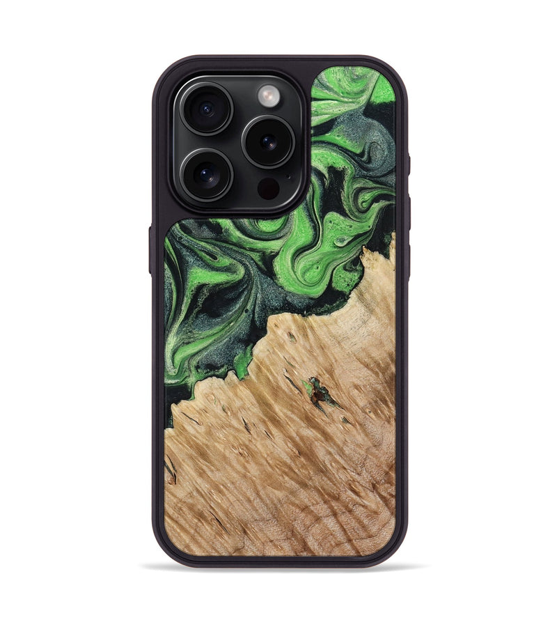 iPhone 15 Pro Wood Phone Case - August (Green, 801537)