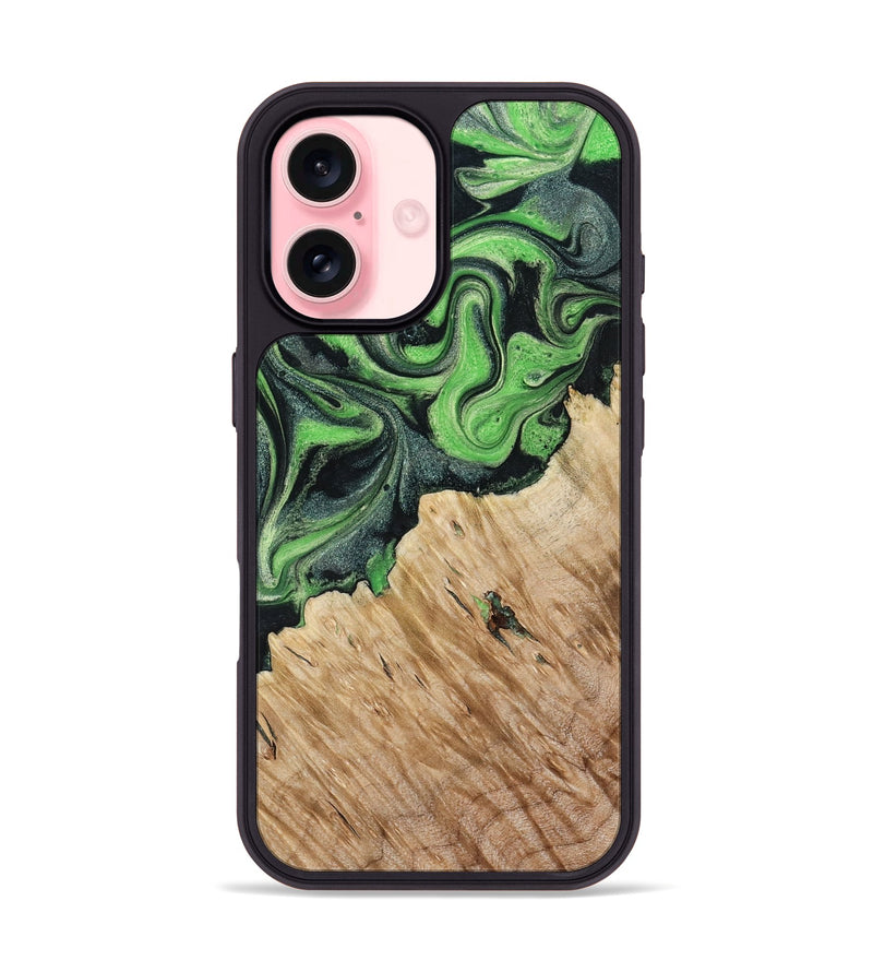 iPhone 16 Wood Phone Case - August (Green, 801537)