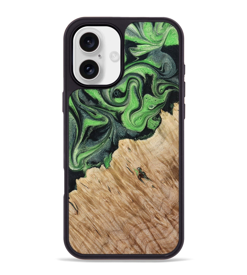 iPhone 16 Plus Wood Phone Case - August (Green, 801537)