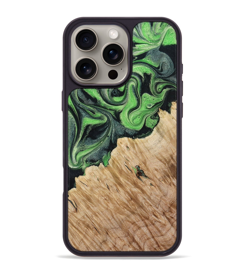 iPhone 16 Pro Max Wood Phone Case - August (Green, 801537)