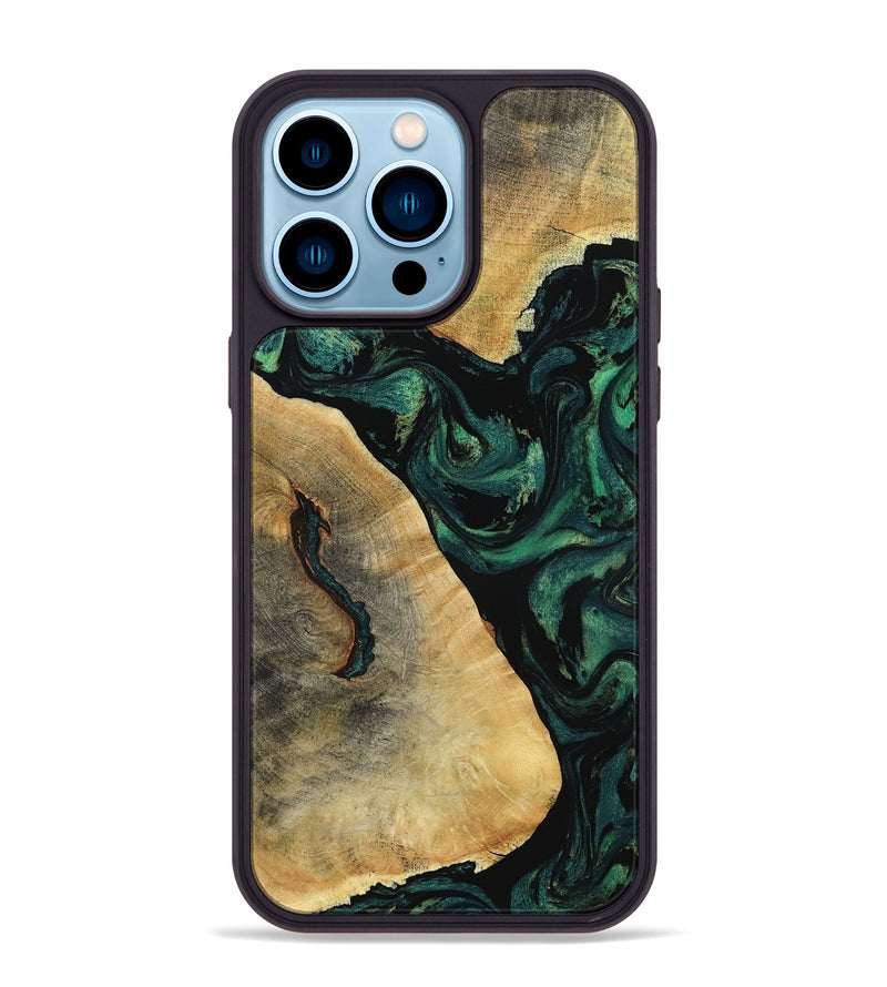 iPhone 14 Pro Max Wood Phone Case - Erykah (Green, 801541)