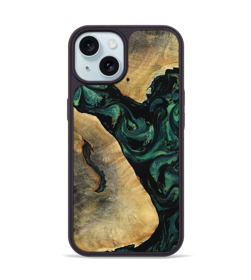 iPhone 15 Wood Phone Case - Erykah (Green, 801541)