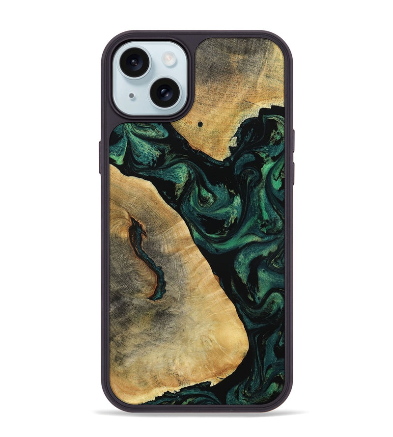 iPhone 15 Plus Wood Phone Case - Erykah (Green, 801541)