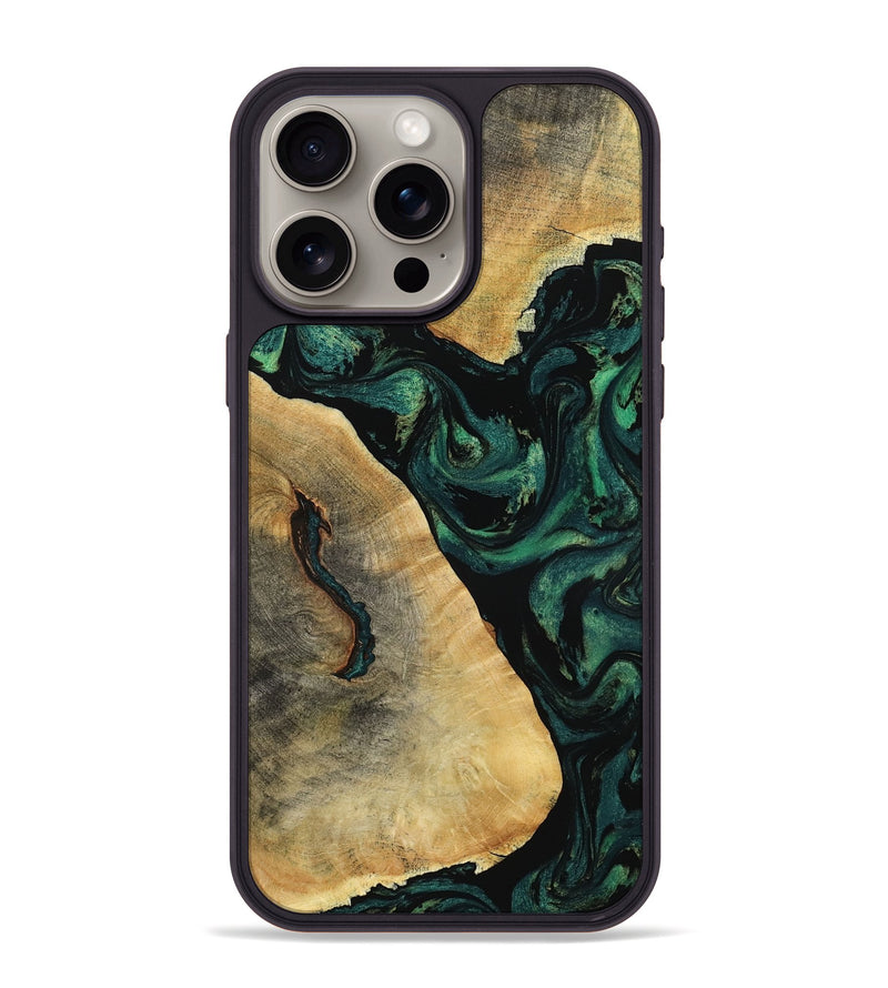 iPhone 15 Pro Max Wood Phone Case - Erykah (Green, 801541)