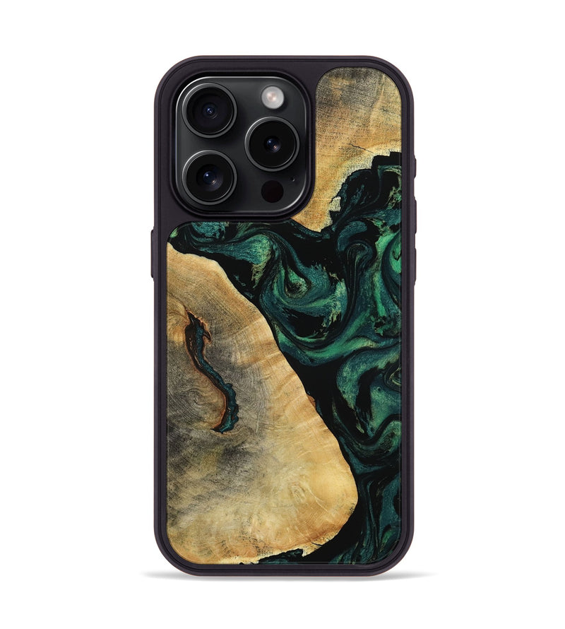 iPhone 15 Pro Wood Phone Case - Erykah (Green, 801541)
