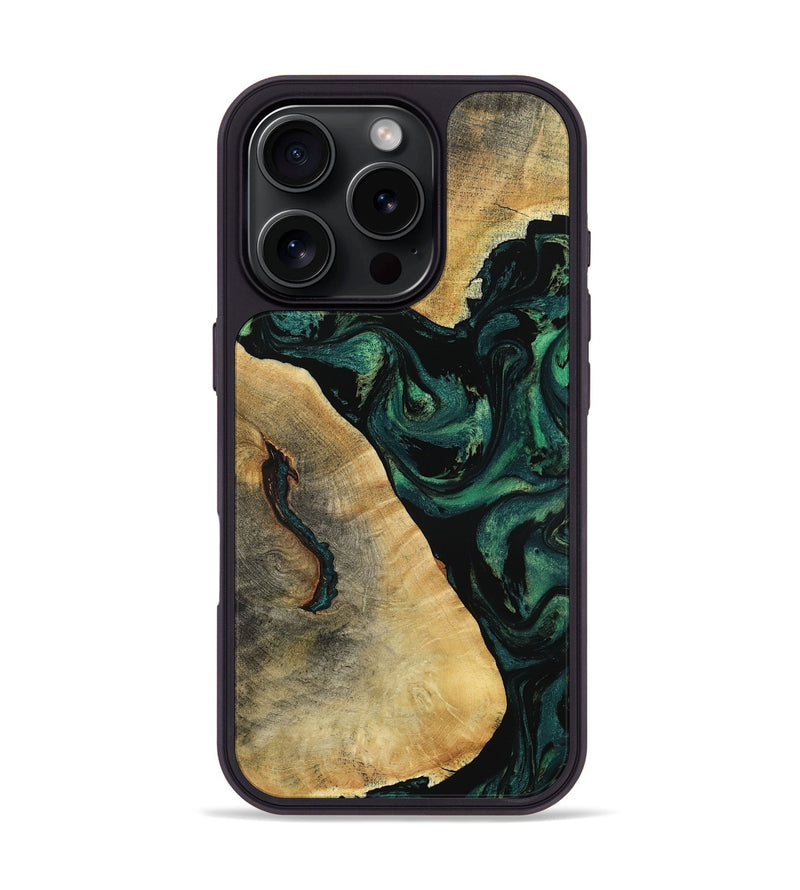 iPhone 16 Pro Wood Phone Case - Erykah (Green, 801541)