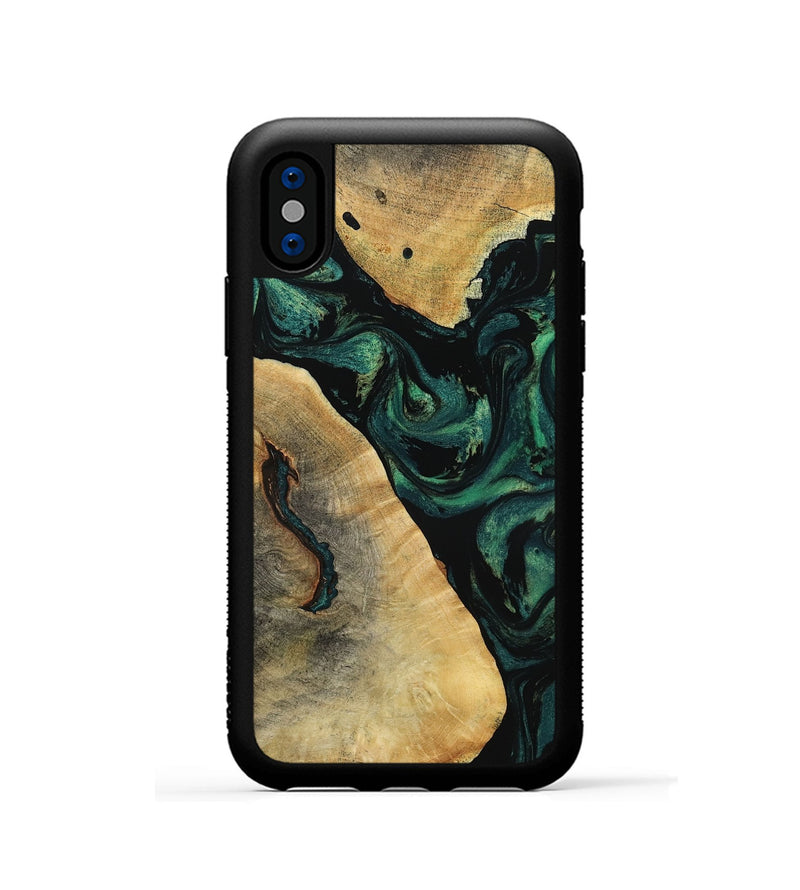 iPhone Xs Wood Phone Case - Erykah (Green, 801541)