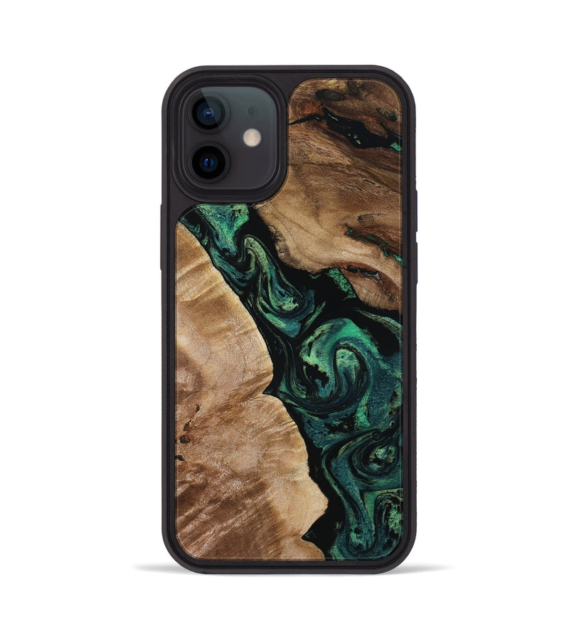iPhone 12 Wood Phone Case - Sim (Green, 801542)