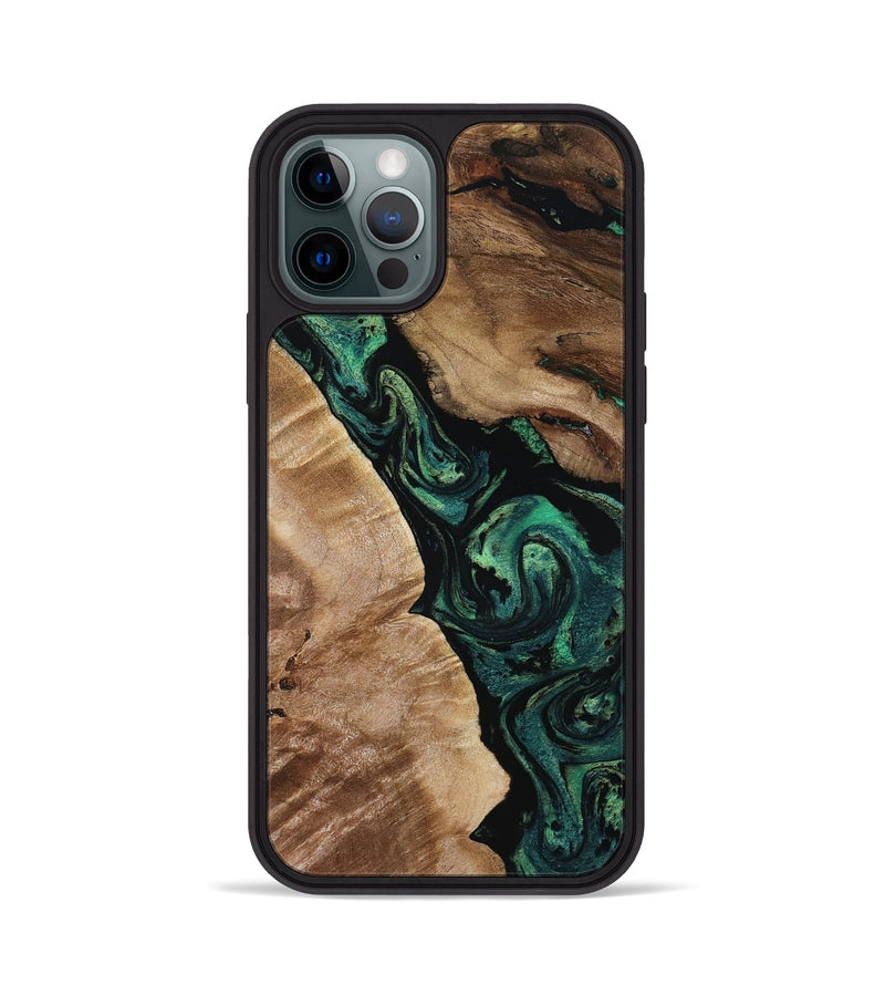iPhone 12 Pro Wood Phone Case - Sim (Green, 801542)