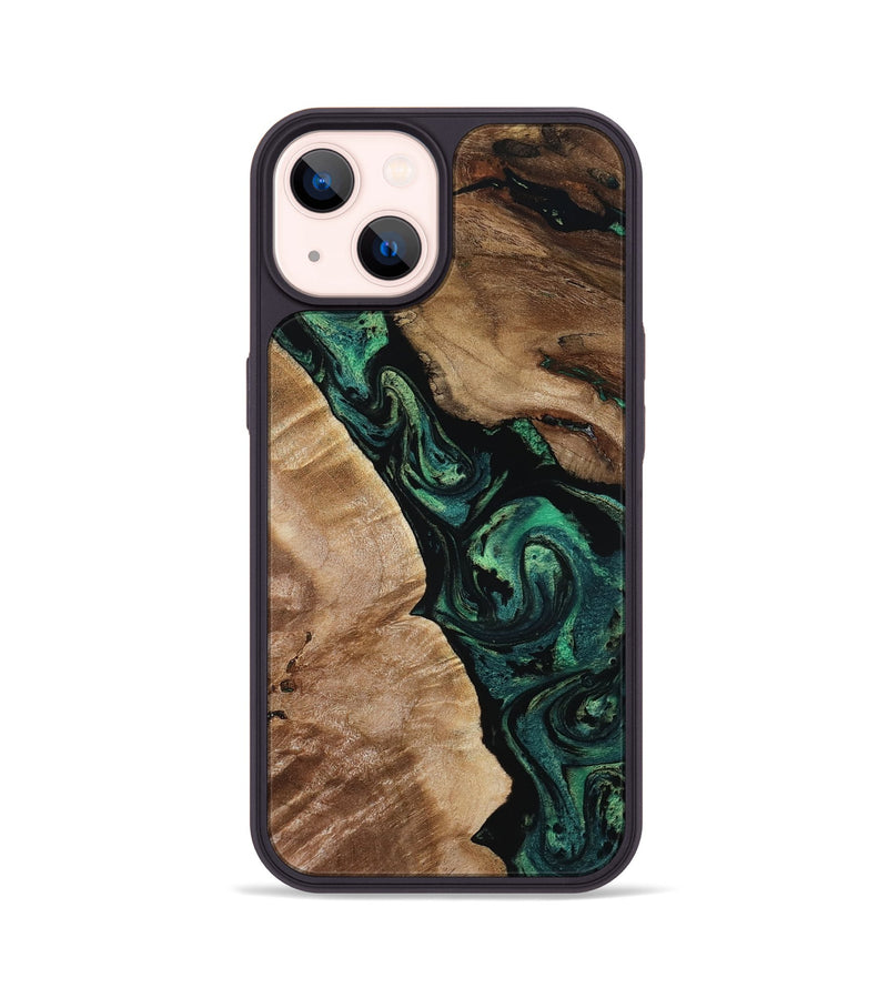 iPhone 14 Wood Phone Case - Sim (Green, 801542)