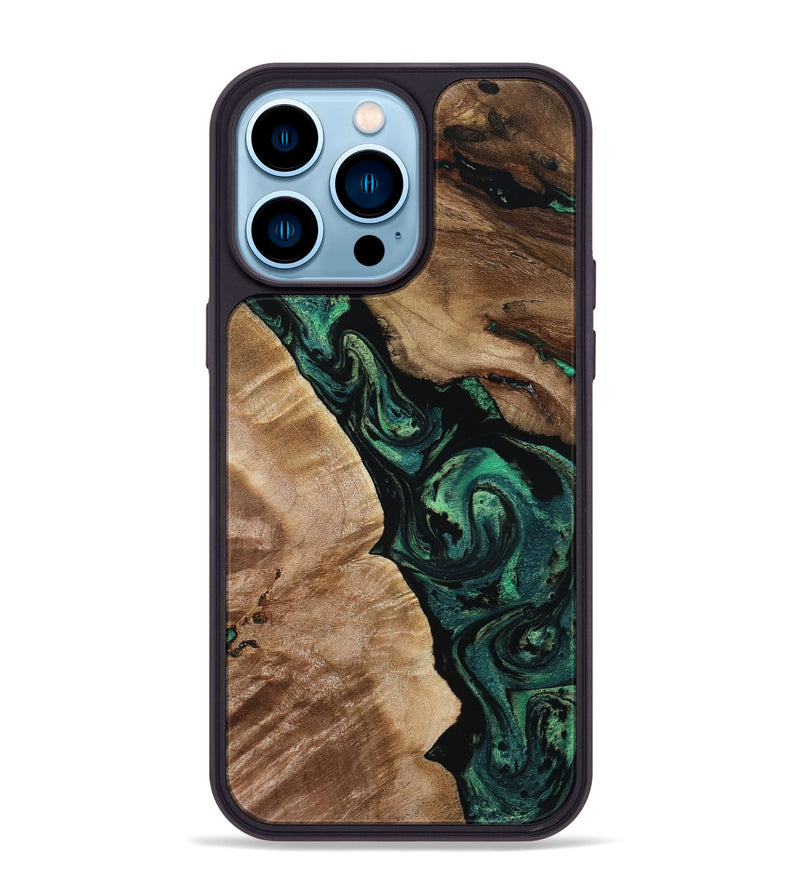 iPhone 14 Pro Max Wood Phone Case - Sim (Green, 801542)