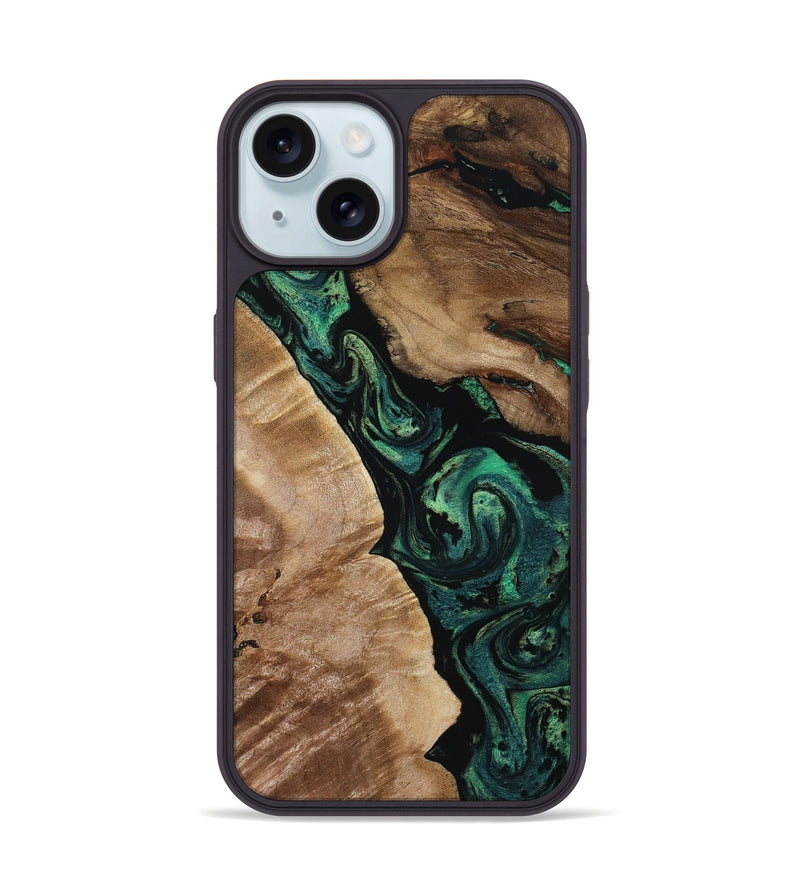 iPhone 15 Wood Phone Case - Sim (Green, 801542)