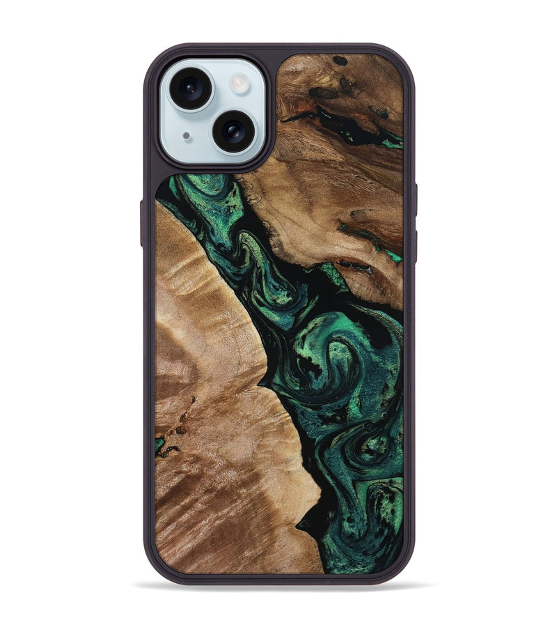 iPhone 15 Plus Wood Phone Case - Sim (Green, 801542)
