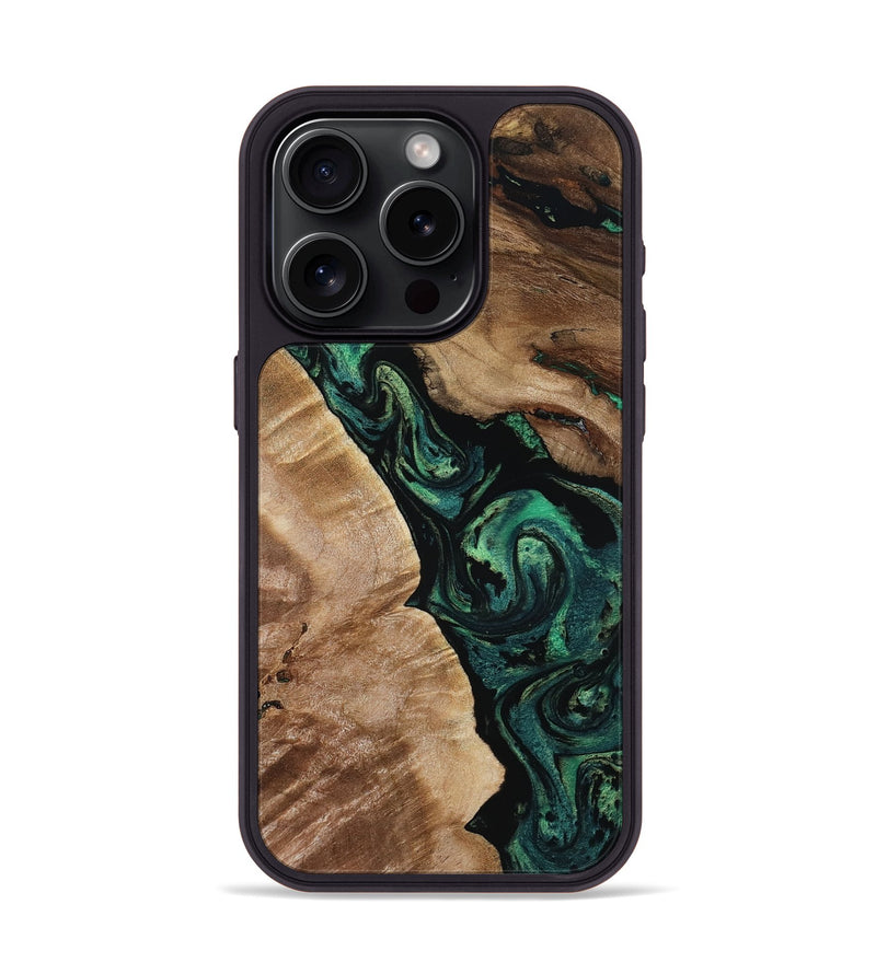 iPhone 15 Pro Wood Phone Case - Sim (Green, 801542)