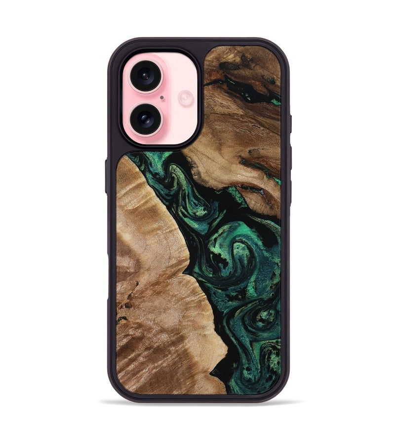 iPhone 16 Wood Phone Case - Sim (Green, 801542)