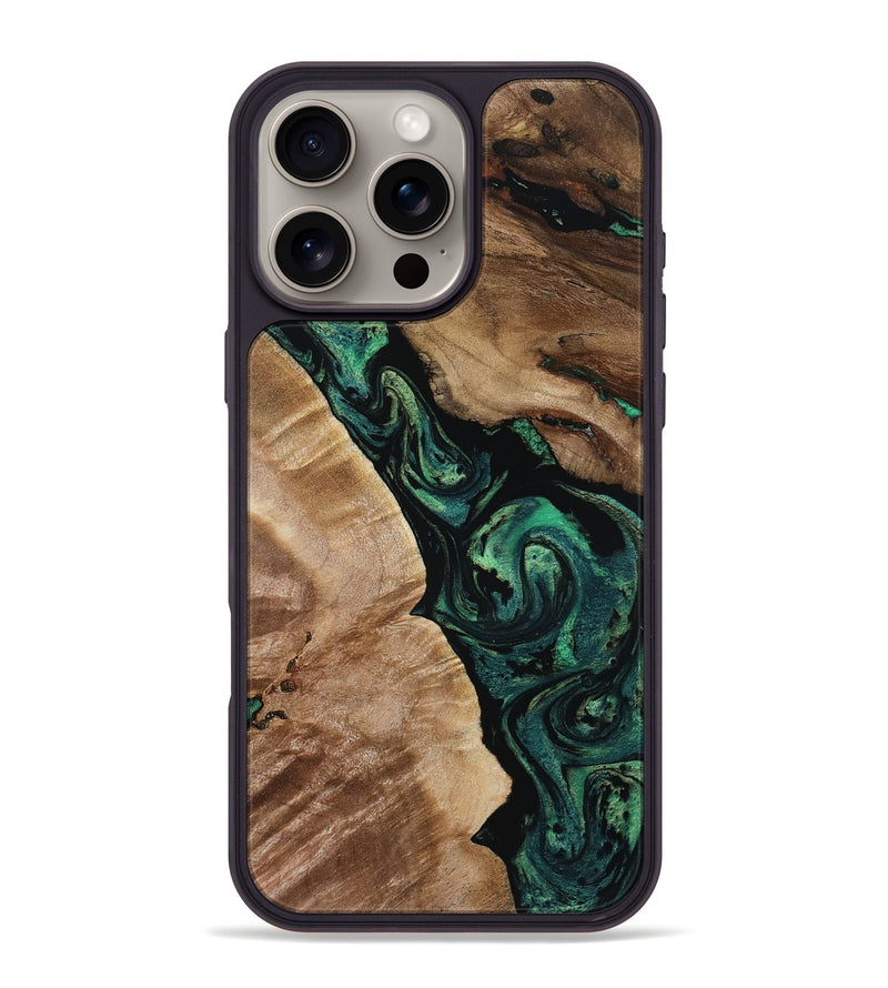 iPhone 16 Pro Max Wood Phone Case - Sim (Green, 801542)