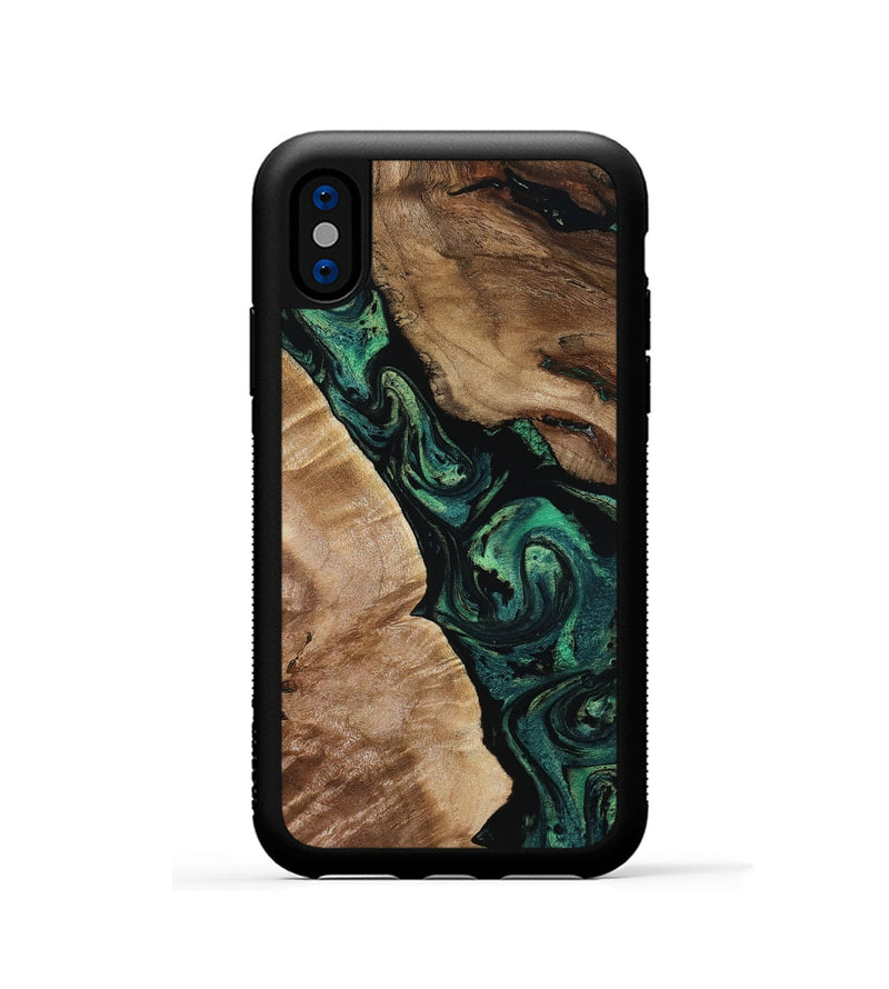 iPhone Xs Wood Phone Case - Sim (Green, 801542)