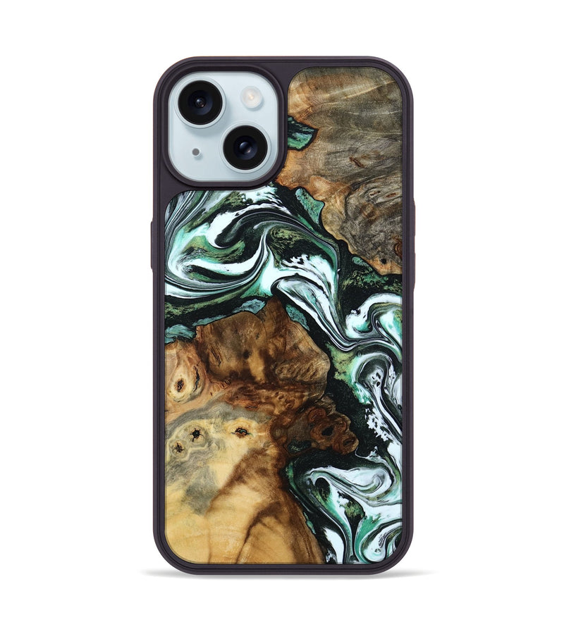 iPhone 15 Wood Phone Case - Josue (Green, 801543)