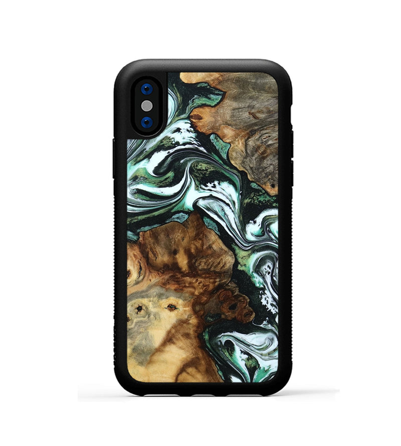 iPhone Xs Wood Phone Case - Josue (Green, 801543)