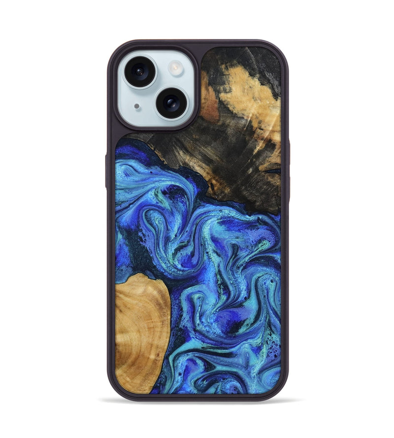 iPhone 15 Wood Phone Case - Kermit (Blue, 801555)