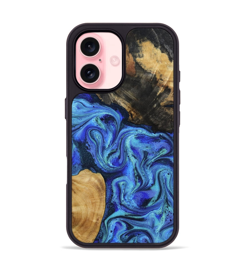 iPhone 16 Wood Phone Case - Kermit (Blue, 801555)