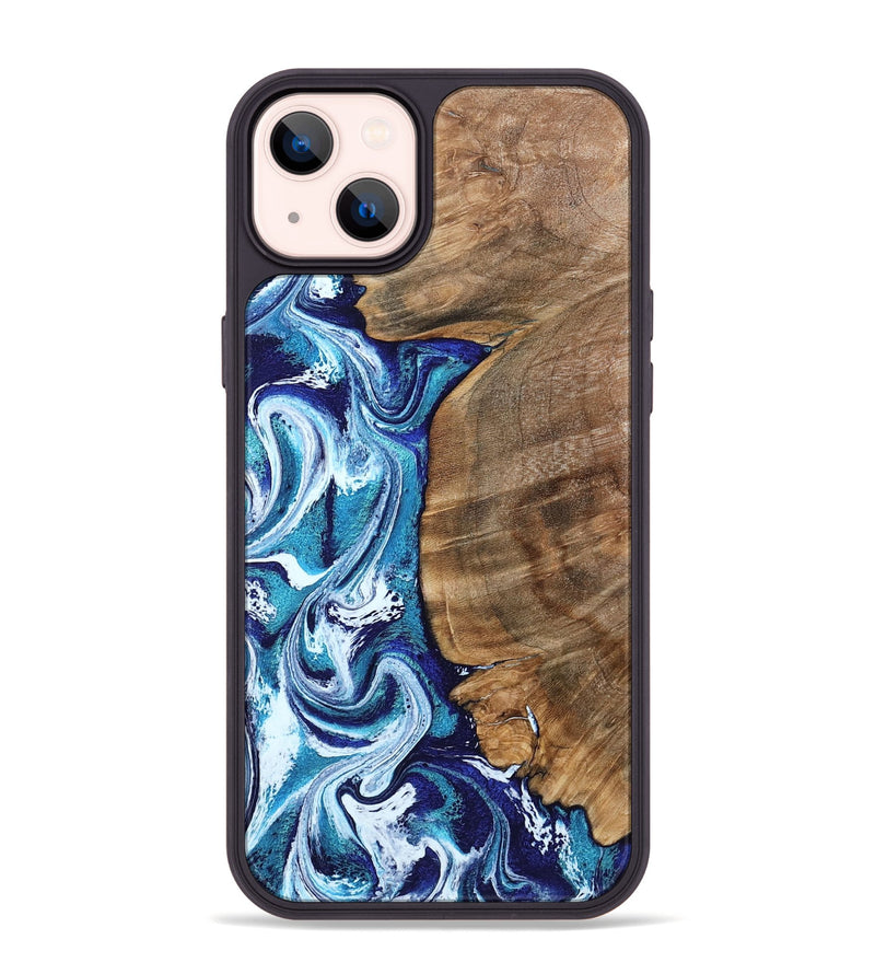 iPhone 14 Plus Wood Phone Case - Chrissy (Blue, 801556)