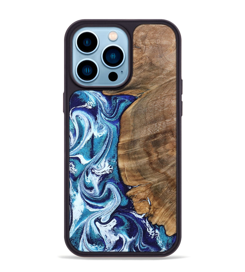 iPhone 14 Pro Max Wood Phone Case - Chrissy (Blue, 801556)