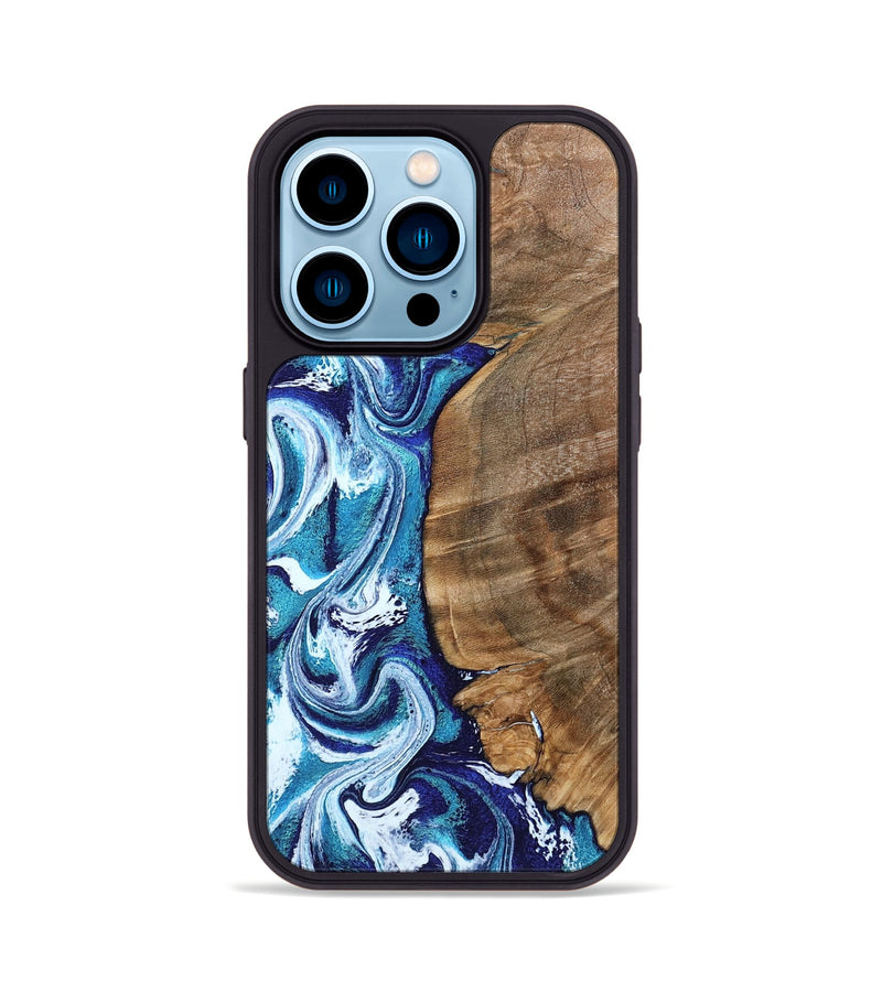iPhone 14 Pro Wood Phone Case - Chrissy (Blue, 801556)