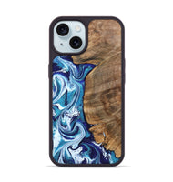iPhone 15 Wood Phone Case - Chrissy (Blue, 801556)