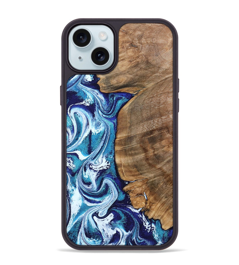 iPhone 15 Plus Wood Phone Case - Chrissy (Blue, 801556)