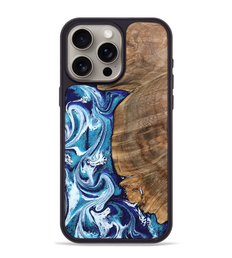 iPhone 15 Pro Max Wood Phone Case - Chrissy (Blue, 801556)