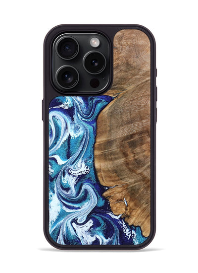 iPhone 15 Pro Wood Phone Case - Chrissy (Blue, 801556)